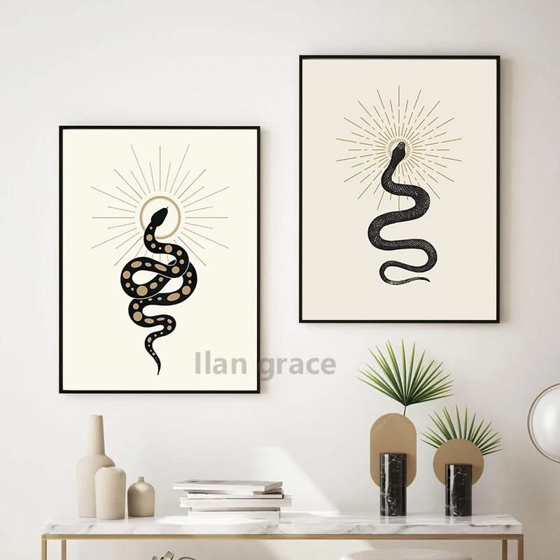 Tableau Serpent Noir et Blanc