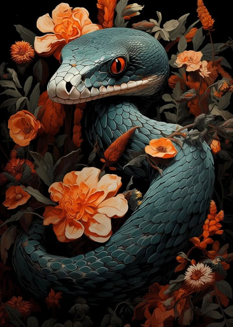 Tableau Serpent Fleur