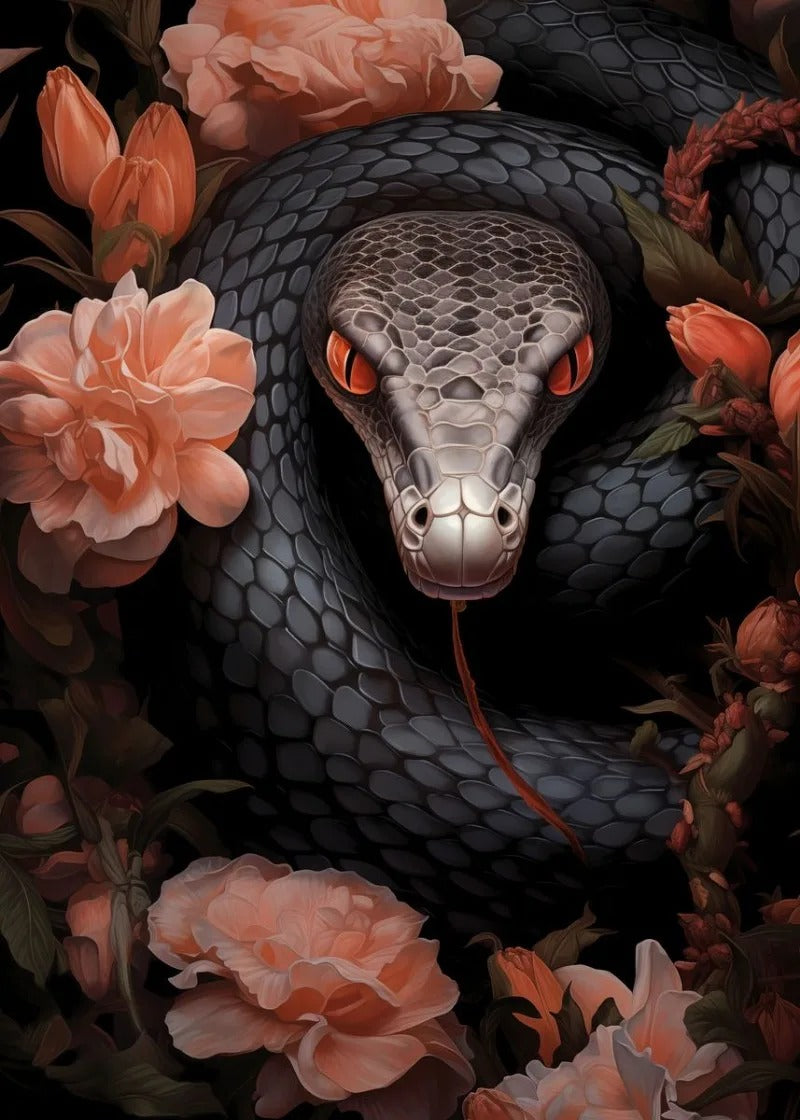 Tableau Serpent Fleur