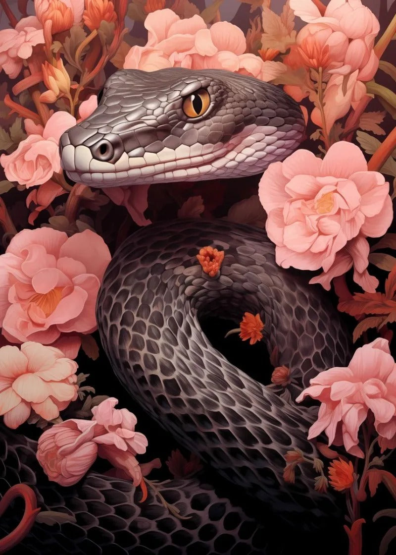 Tableau Serpent Fleur