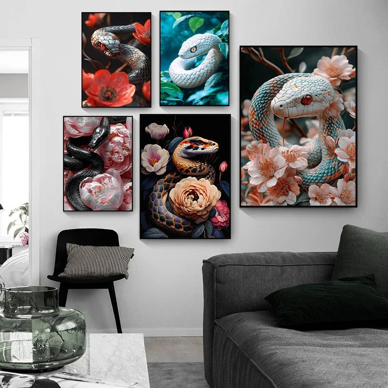 Tableau Serpent Fleur