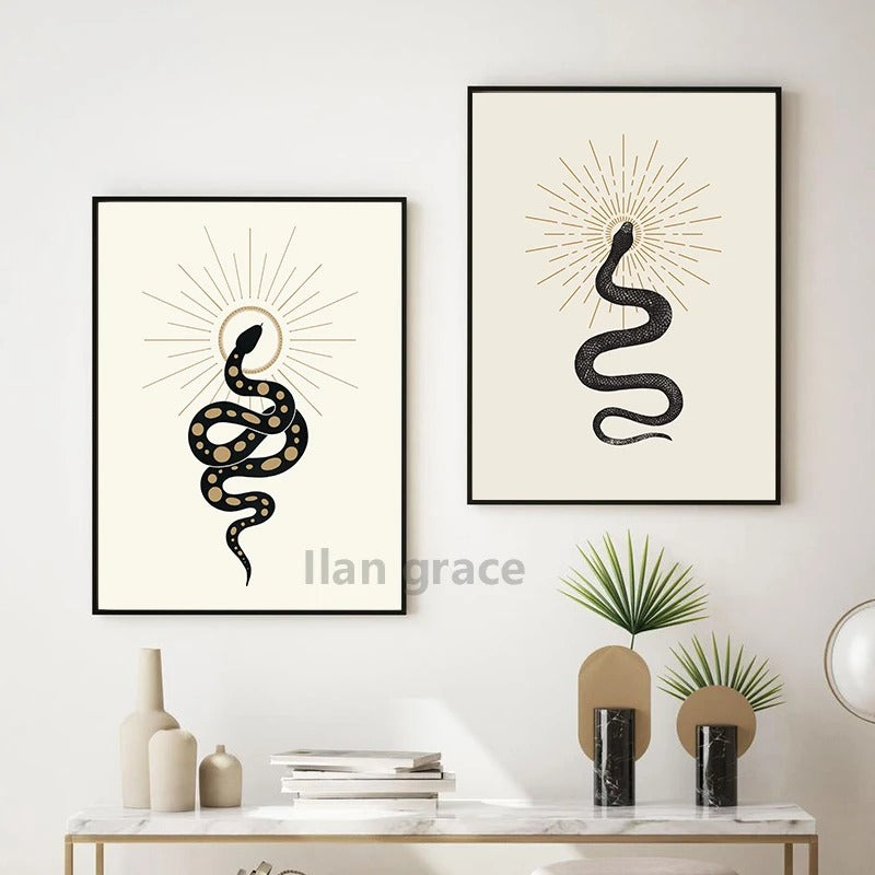 Tableau Serpent Noir et Blanc