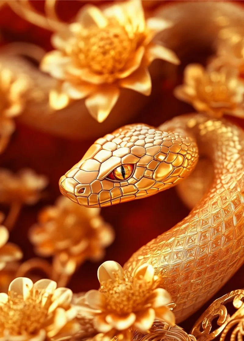 Tableau Serpent Fleur
